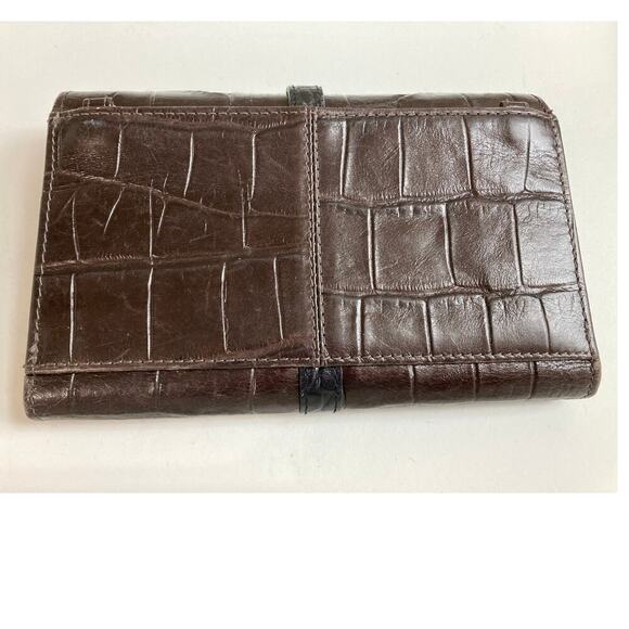 BRIGHTON LARGE BROWN, BLACK LEATHER ANIMAL PRINT WALET - Picture 2 of 16